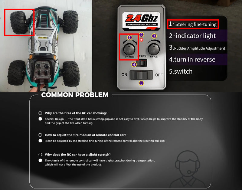 Carro de controle remoto 70KM com LED
