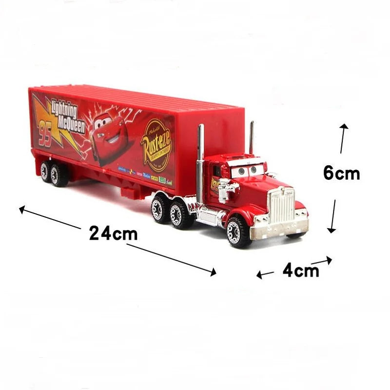 Disney pixar carros conjunto relâmpago mcqueen xerife mack caminhão diecast metal