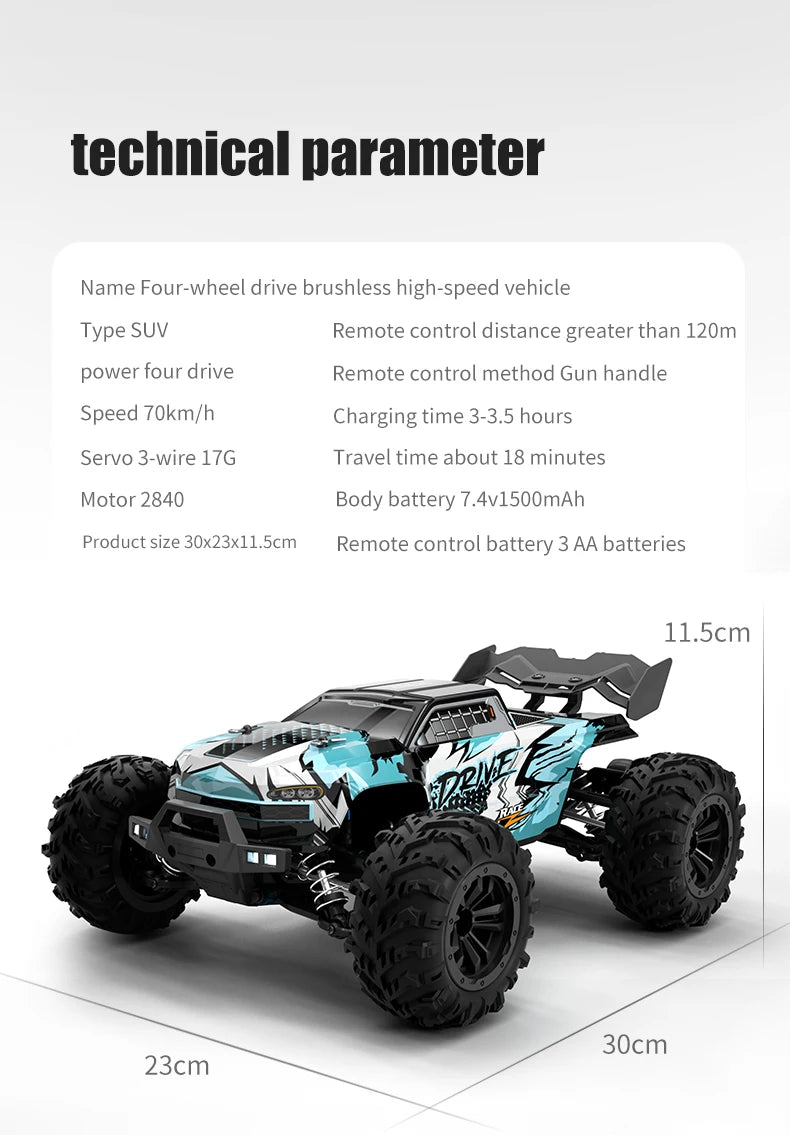Carro de controle remoto 70KM com LED