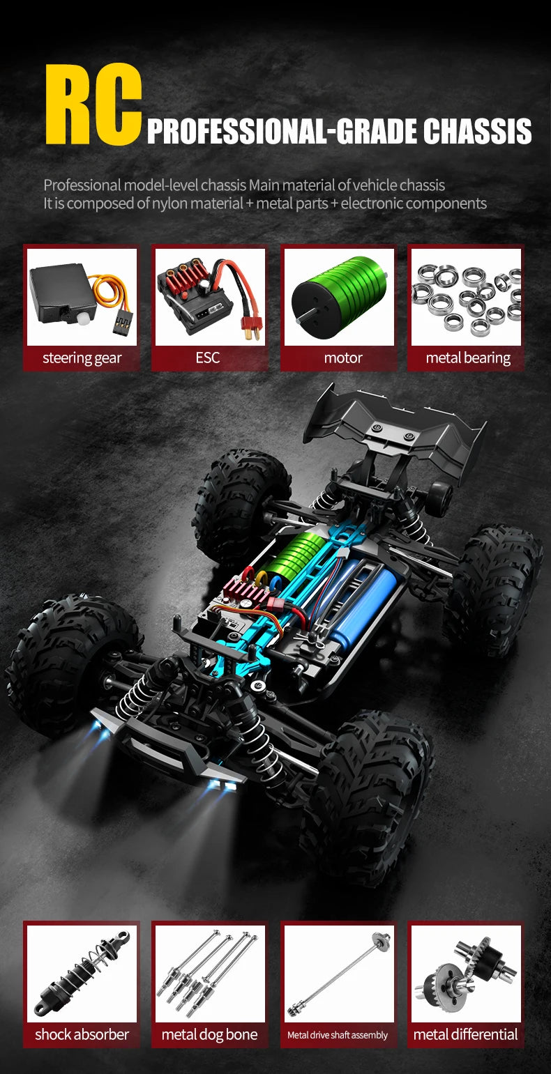 Carro de controle remoto 70KM com LED