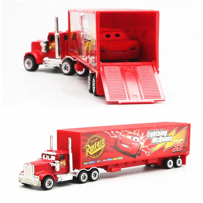 Disney pixar carros conjunto relâmpago mcqueen xerife mack caminhão diecast metal